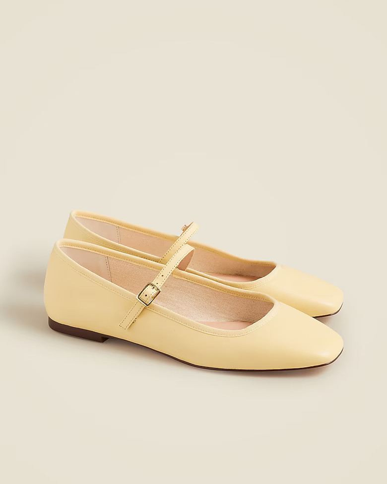 Quinn square-toe Mary Jane flats in leather | J. Crew US