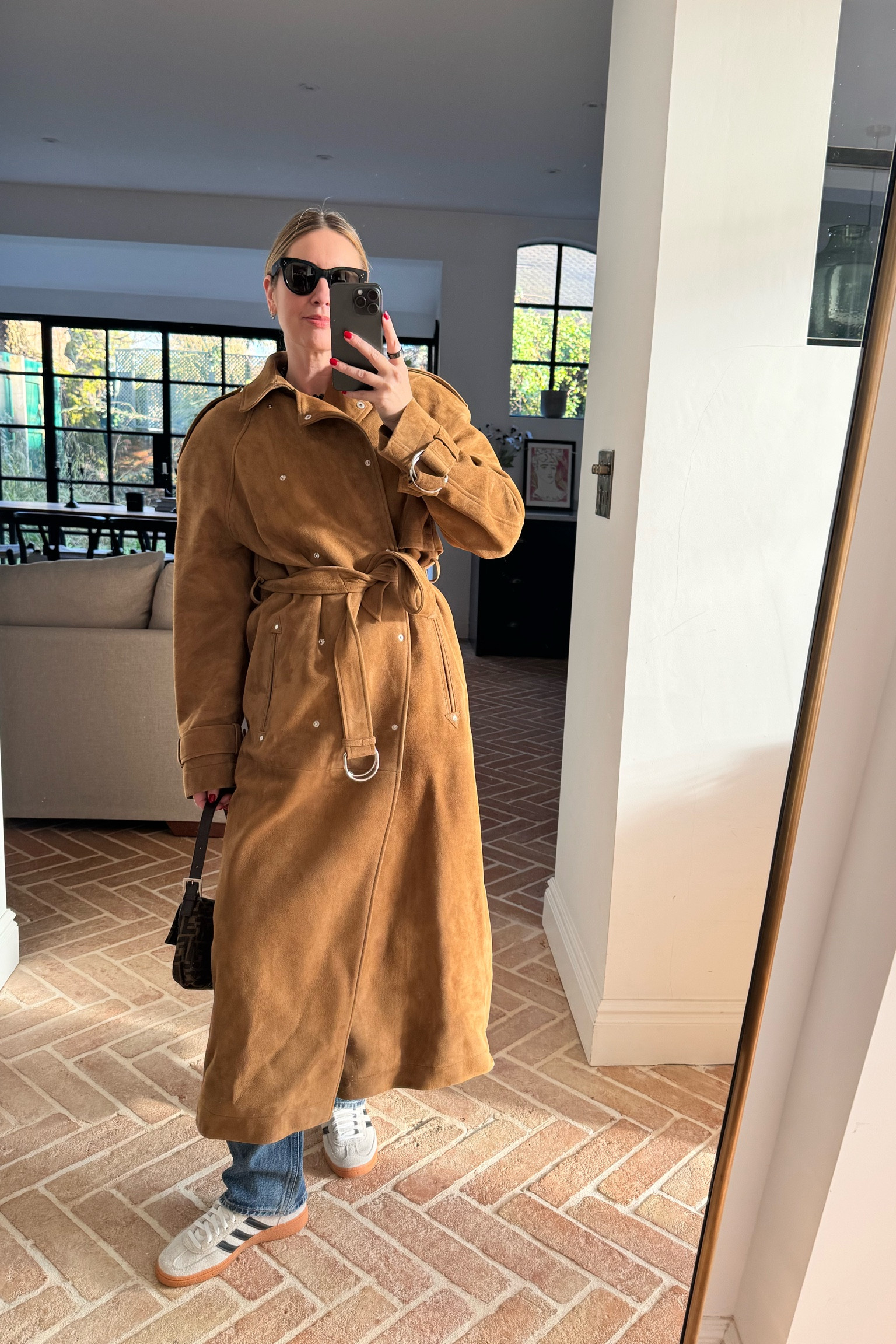 Suede Trench Coat + Adidas Spezial + Agolde 90s jeans | weekend outfit | casual outfit | pub outfit | sunday outfit 

#LTKuk #LTKgrwm #LTKstyletip