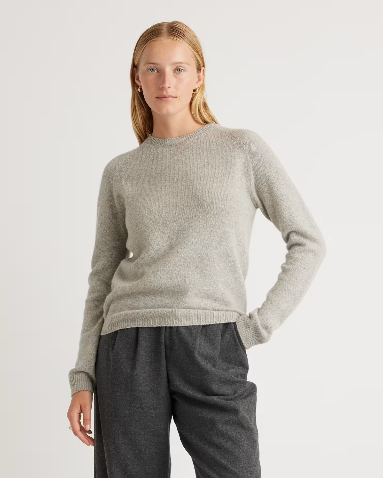 100% Yak Wool Crewneck Sweater in Warm Heather Grey | Quince