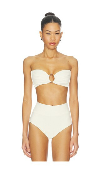 Montce Tori Bandeau Bikini Top in Cream. - size S | Revolve Clothing (Global)