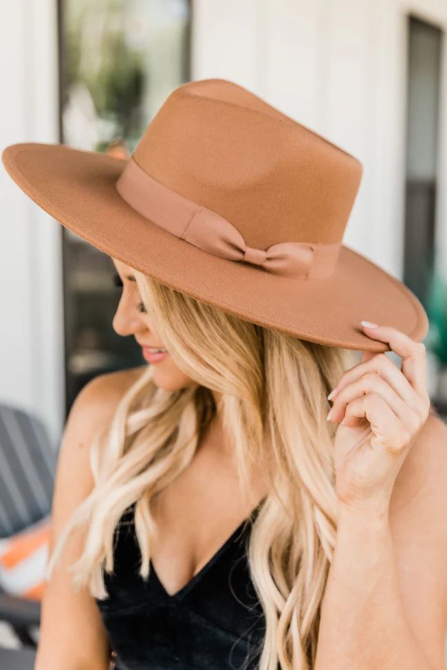 Different Time Zones Mocha Wide Brim Fedora Hat | Pink Lily