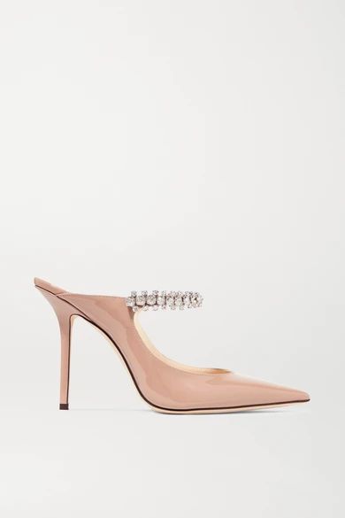 Jimmy Choo - Bing 100 Crystal-embellished Patent-leather Mules - Antique rose | NET-A-PORTER (US)