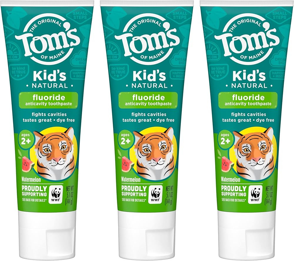 Tom's of Maine Kid's Natural Fluoride Toothpaste, Watermelon, 5.1 oz. 3-pack (Packaging May Vary) | Amazon (US)