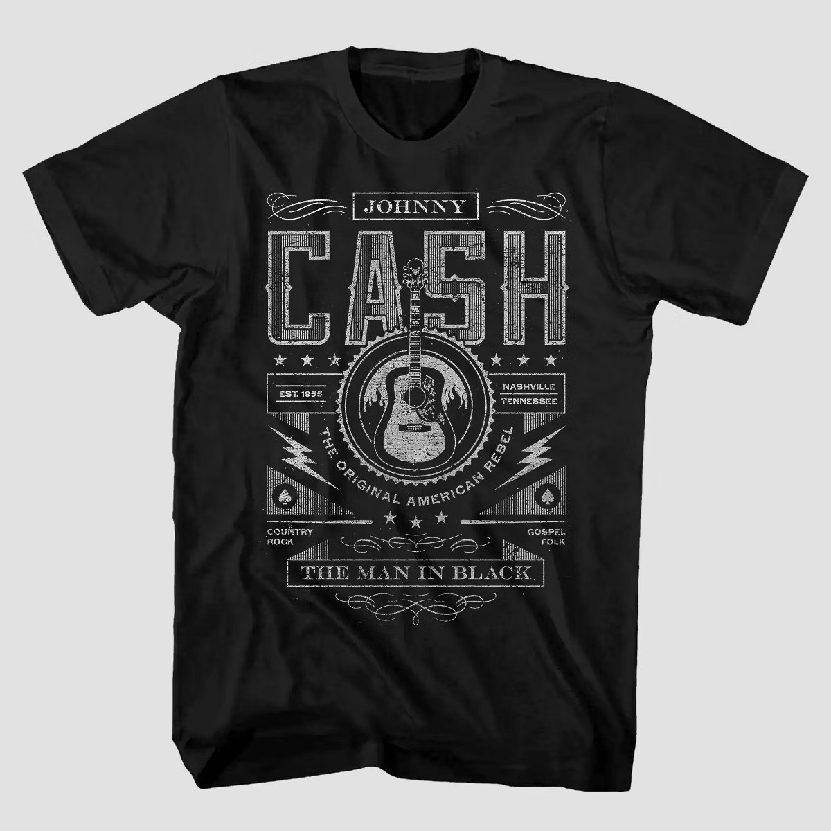 Men's Merch Traffic Johnny Cash Short Sleeve Crewneck T-Shirt - Black | Target