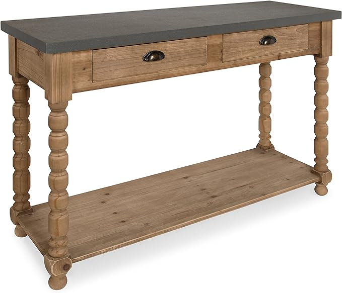 Kate and Laurel Rutledge Farmhouse Chic Two Drawer Console Table, Rustic Wood Base and Concrete G... | Amazon (US)