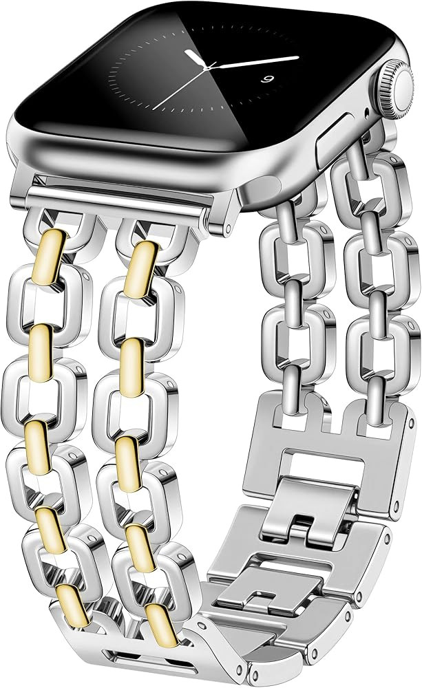 Gold Silver Watch Bands for Women Compatible with Apple Watch 38/40/41/42/44/46/49mm Adjustable M... | Amazon (US)