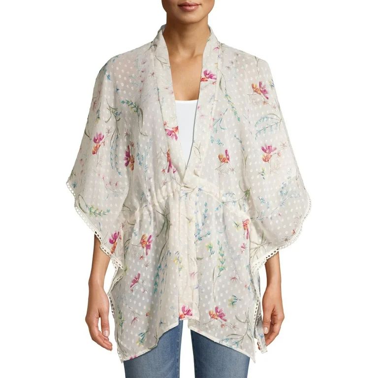 Time And Tru Women's Clip Dot Floral Print Kimono | Walmart (US)