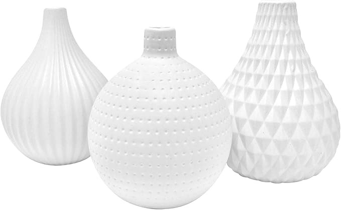 Joseph's - Small White Ceramic Vase Set, Great for Decorating Kitchen, Office or Living Room Home... | Amazon (US)
