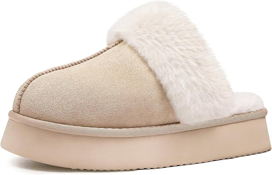Litfun Womens Fuzzy Platform Slippers Fluffy Memory Foam Winter House Shoes for Indoor and Outdoo... | Amazon (US)