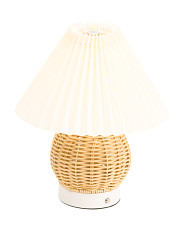 11in Led Fluted Shade With Woven Base Touch Lamp | Lighting | Marshalls | Marshalls