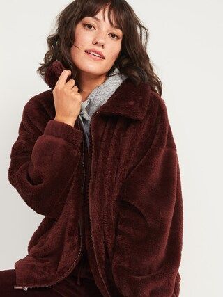 Cozy Teddy Sherpa Zip Lounge Jacket for Women | Old Navy (US)