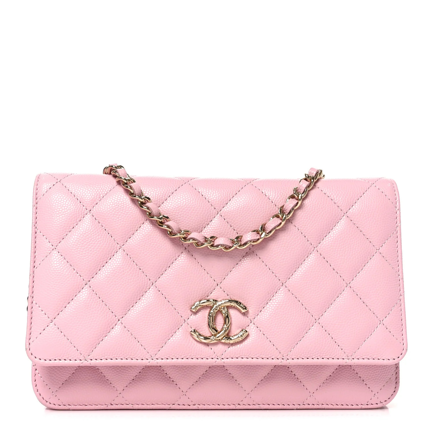 Chanel Caviar Quilted Textured CC Wallet on Chain WOC Light Pink 1887119 | FASHIONPHILE (US)