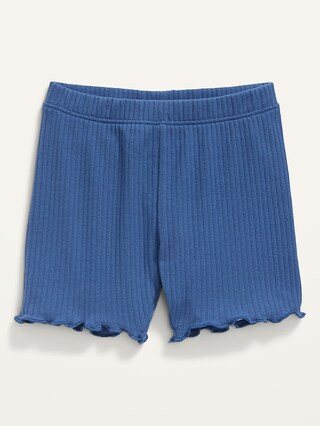 Rib-Knit Lettuce-Edge Biker Shorts for Toddler Girls | Old Navy (US)