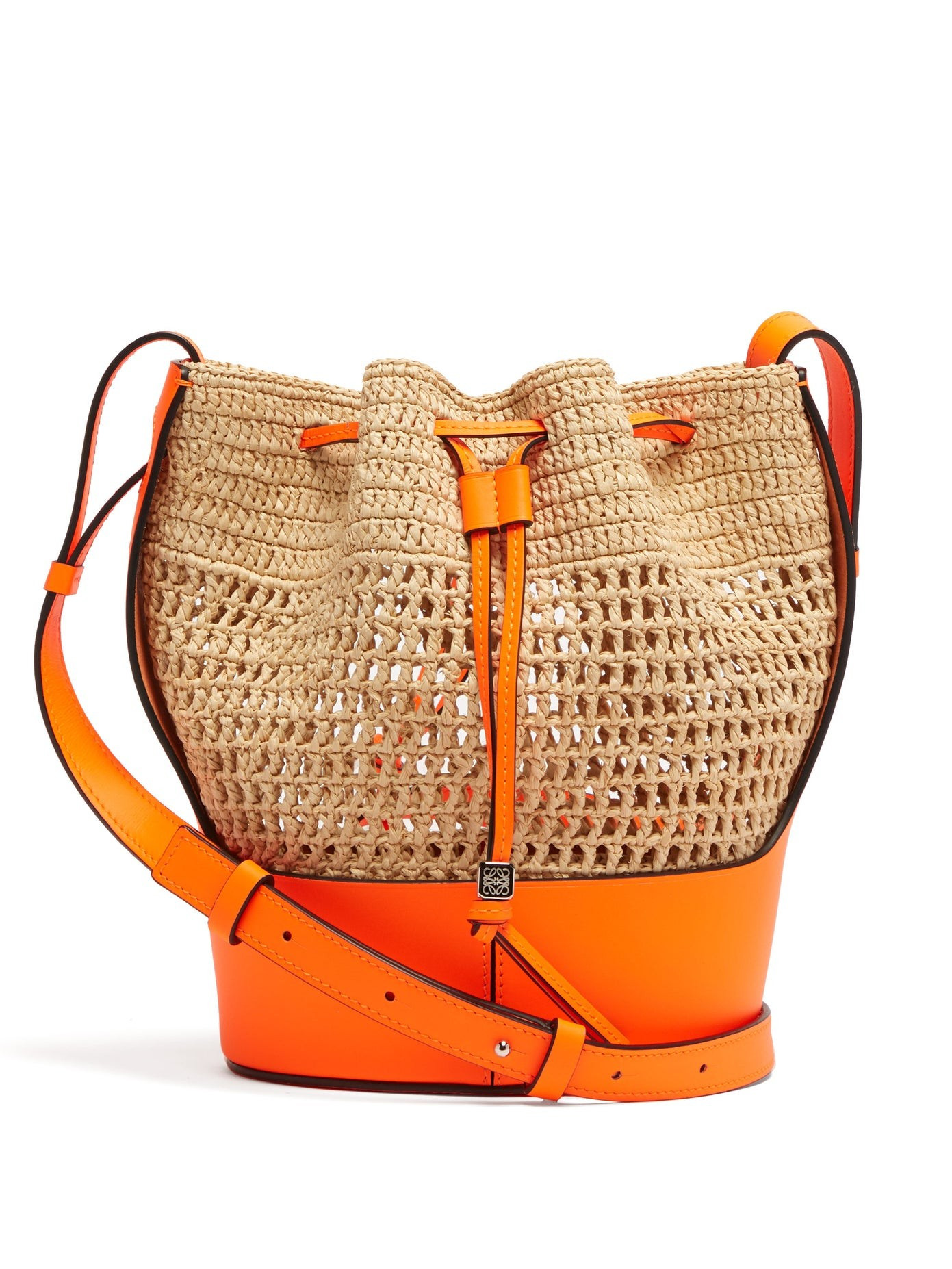 Balloon drawstring-top raffia shoulder bag | Matches (US)