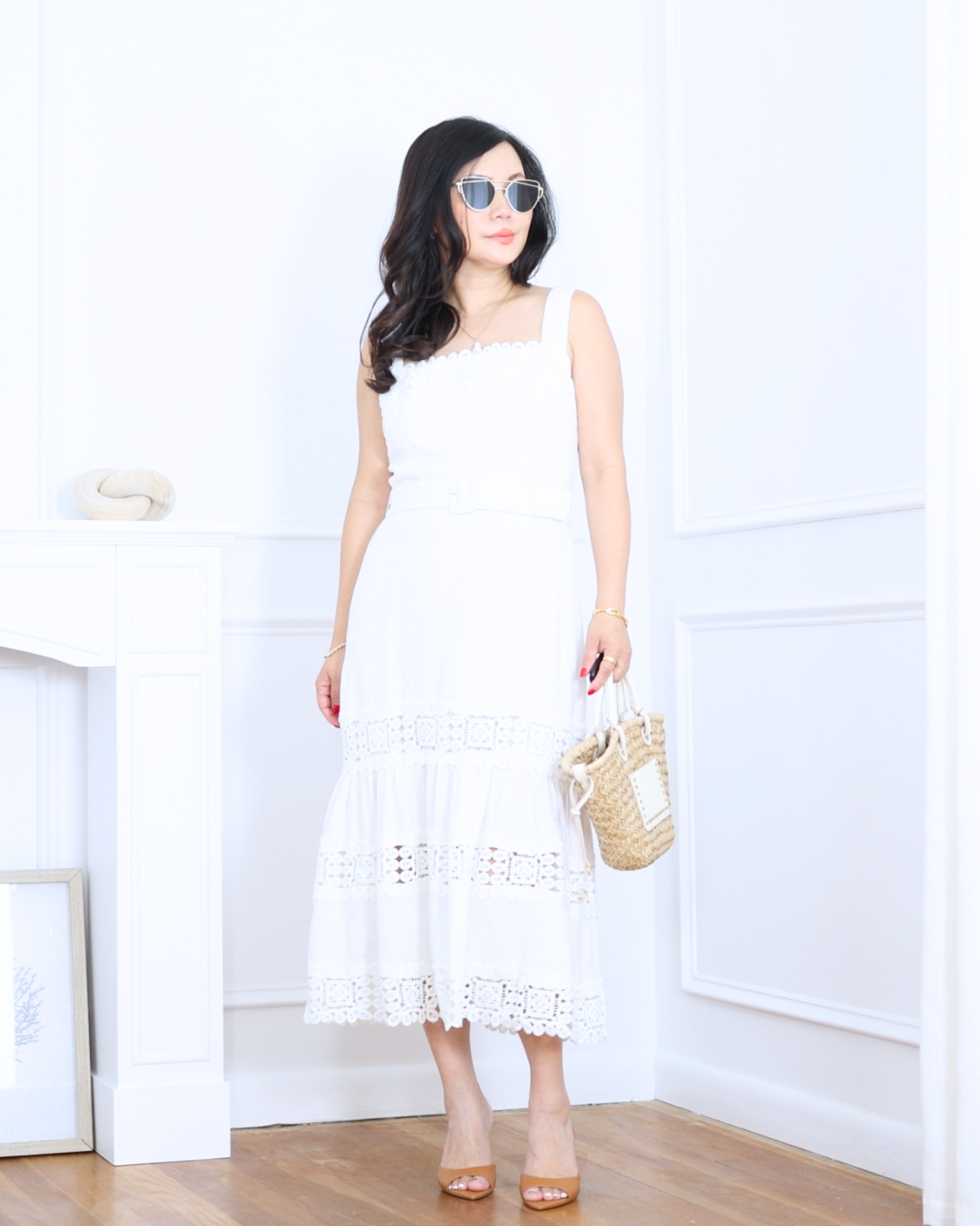 Tiered midi dress from Ann Taylor — flowy, feminine, and effortlessly elegant. An easy one-piece outfit that feels polished, comfortable, and perfect for everything from brunch dates to weekend strolls. I'm 5'2, wearing size S. 

 #LTKootd #LTKOver40 #LTKPetite