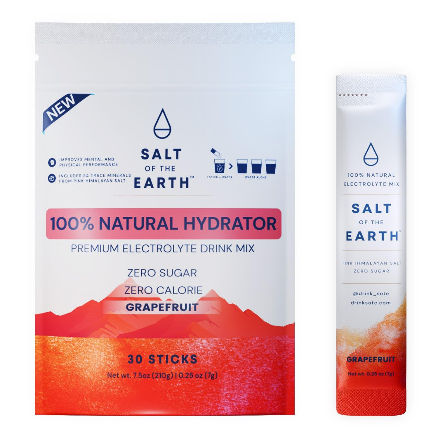 Salt of the Earth Premium Zero-Sugar Electrolyte - Made with Pink Himalayan Salt - Hydration Powd... | Amazon (US)