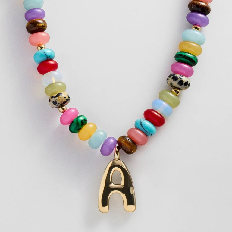 Semi-Precious Bubble Initial Necklace - Multi | BaubleBar