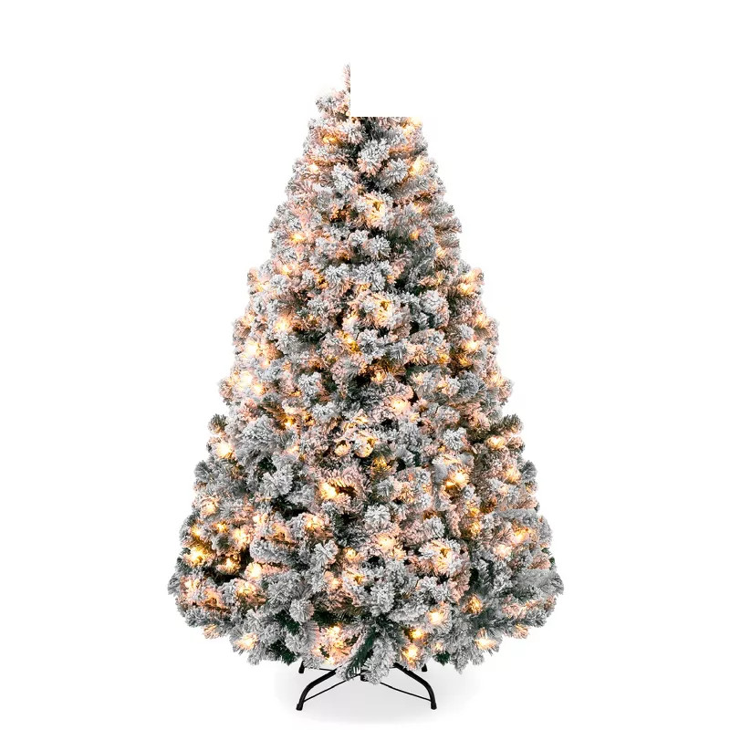 Best Choice Products Pre-Lit Holiday Christmas Pine Tree w/ Snow Flocked Branches, Warm White Lig... | Target