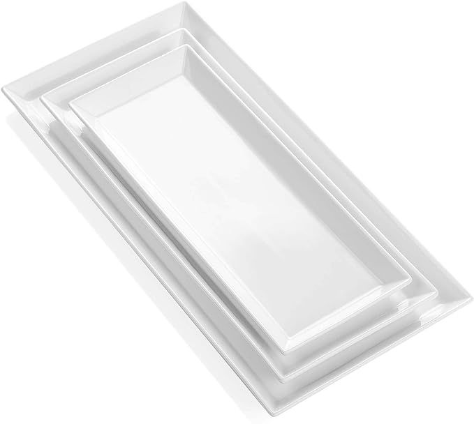 Sweese White Serving Platters for Entertaining - Rectangle Porcelain Serving Plates - Excellent a... | Amazon (US)