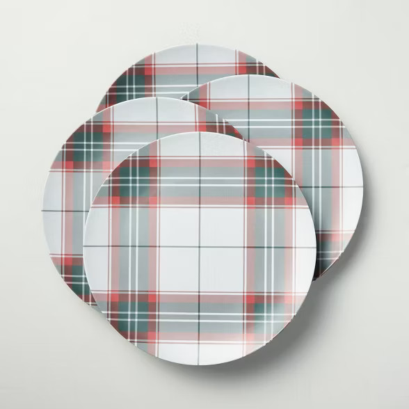 Holiday Plaid Melamine Dinner Plate Red/Green - Hearth & Hand™ with Magnolia | Target