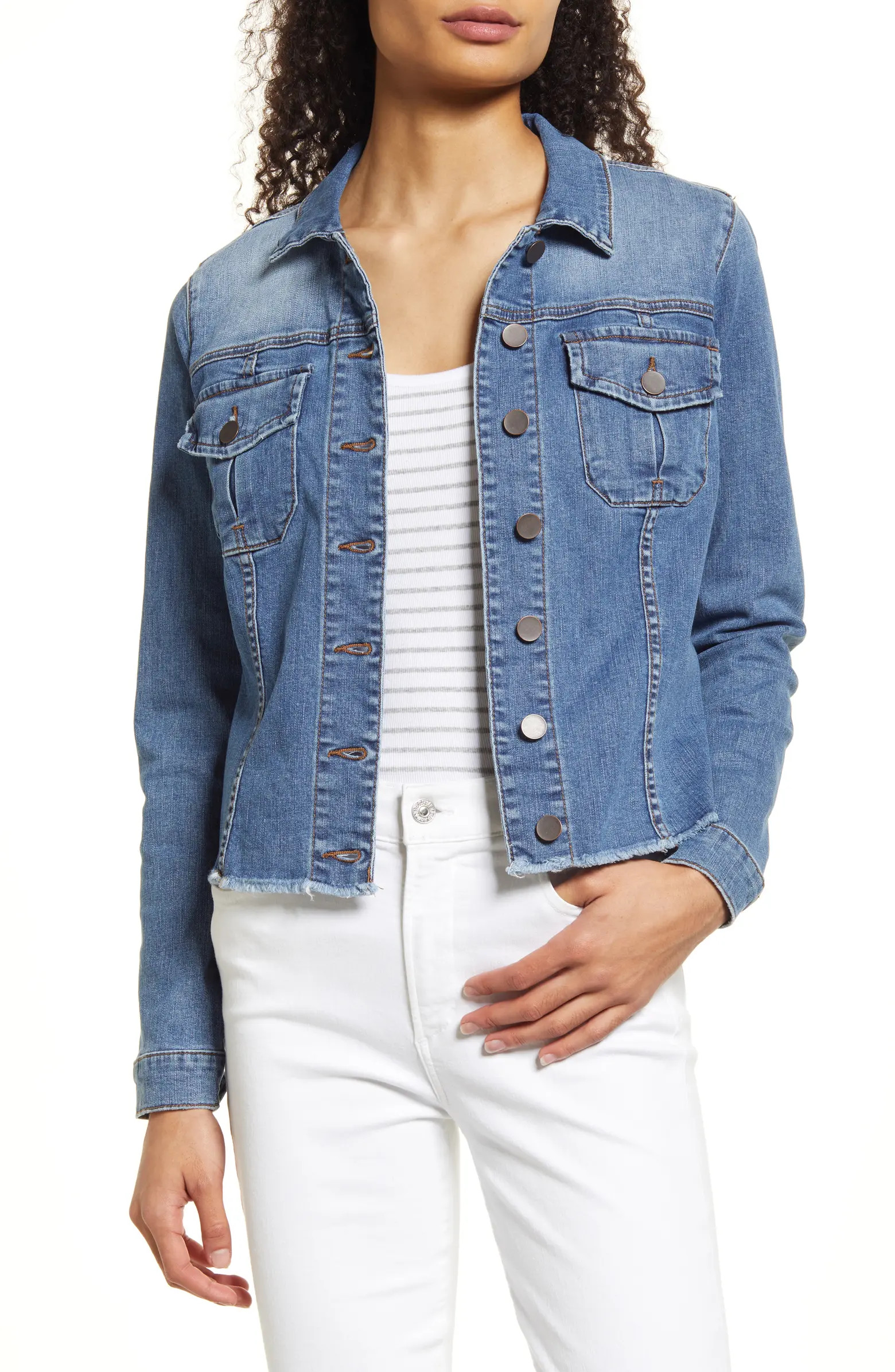 KUT from the Kloth Kara Raw Edge Denim Jacket | Nordstrom | Nordstrom