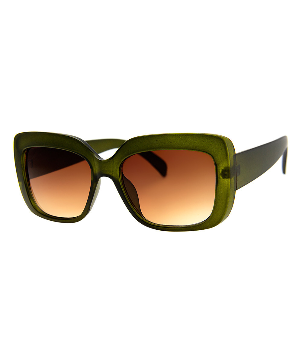 A.J. Morgan Women's Sunglasses OLIVE - Olive Green The Block Square Sunglasses | Zulily