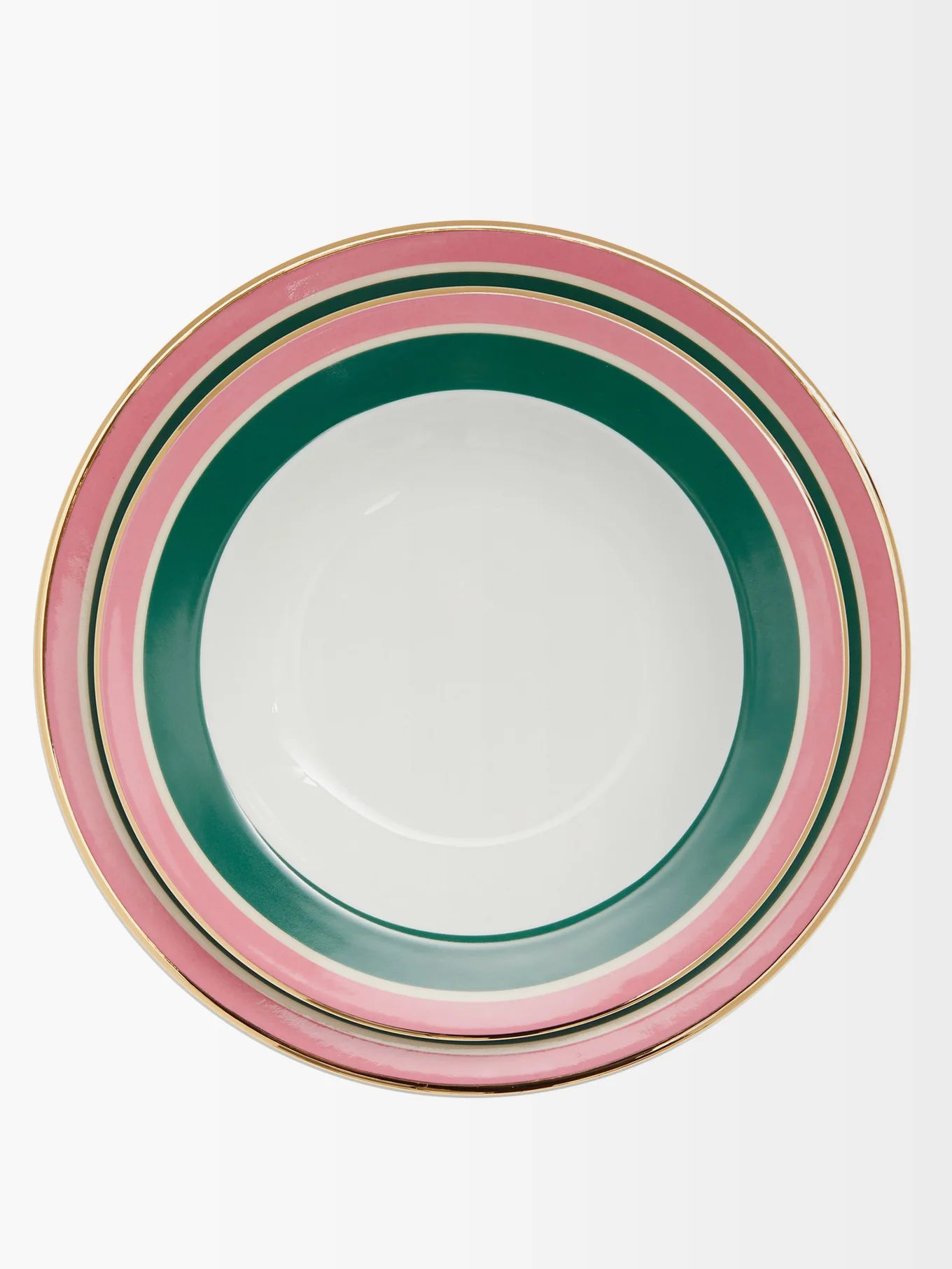 Rainbow 18kt-gilded porcelain bowl & plate set | Matches (UK)