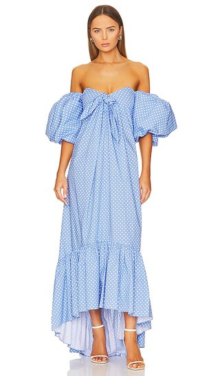 Gabrielle Dress in Blue & White Mini Polka Dot | Revolve Clothing (Global)