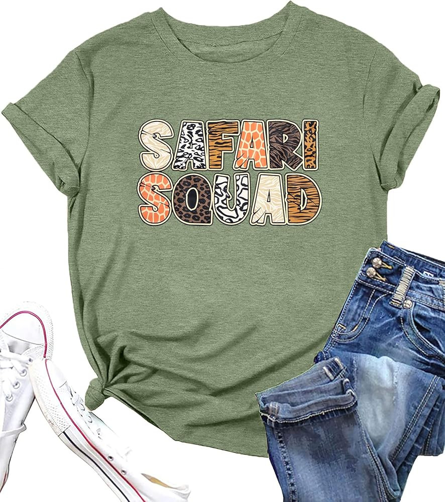 Safari Squad Shirt Women Safari Birthday Shirts Animal Kingdom Outfit Zoo Party Tee Short Sleeve ... | Amazon (US)