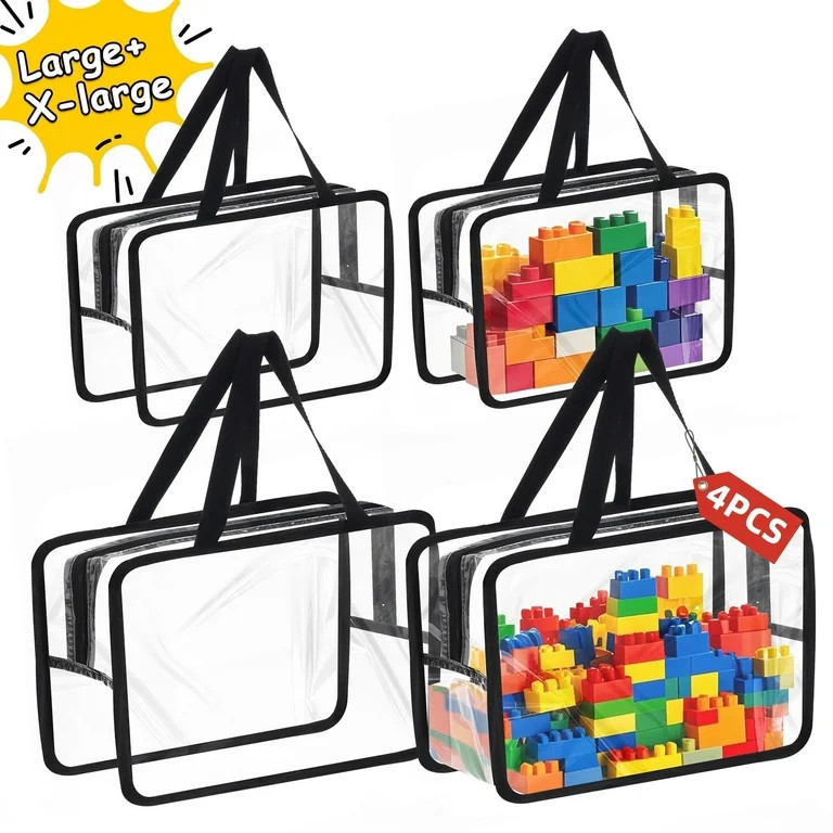 HONEIER 4 pcs Large Toy Storage Bags, Clear Waterproof Toy Organizer, 12.6″×7″×9.2″and 11... | Walmart (US)