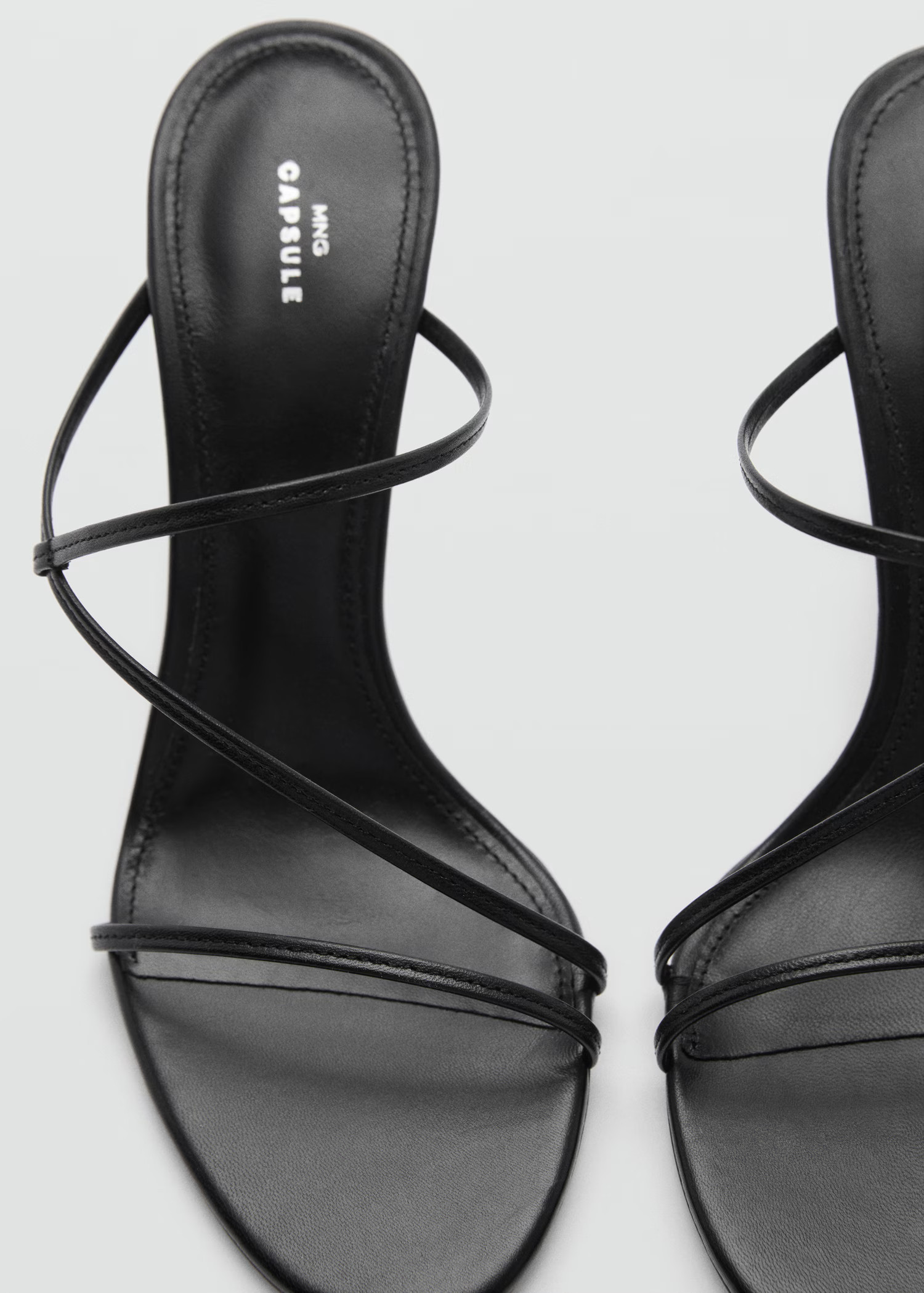 Heeled leather sandals with straps - Woman | MANGO United Kingdom | MANGO (UK)