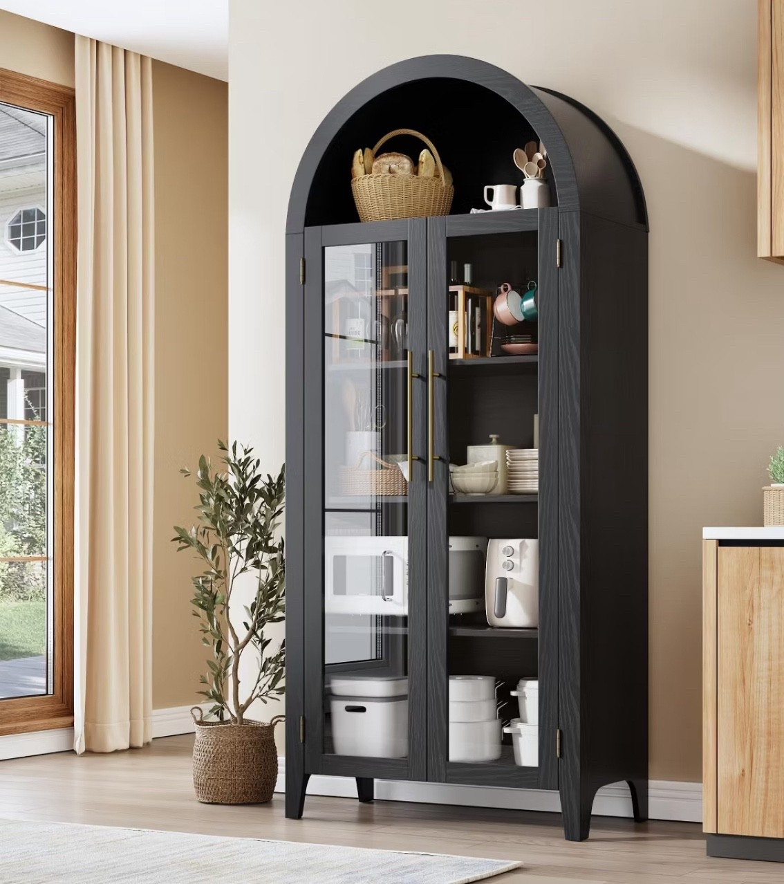 Display Shelf, 2 Glass Doors, Adjustable Shelf, Versatile Cupboard for Kitchen, Dining Room, Living Room

#LTKHome