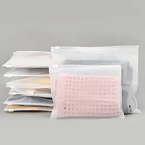 Frosted Zipper Apparel Poly Bags, 100Pcs 8x5.5 inch Reclosable Ziplock Plastic Bags, Clothes Pack... | Amazon (US)