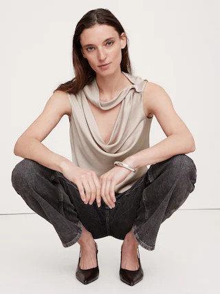 Hammered Satin Cowl-Neck Tank40% off applied at checkoutProduct Selections CA$130.00BlackProsecco... | Banana Republic (CA)
