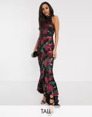 Chi Chi London Tall sequin embellished maxi dress in multi | ASOS US
