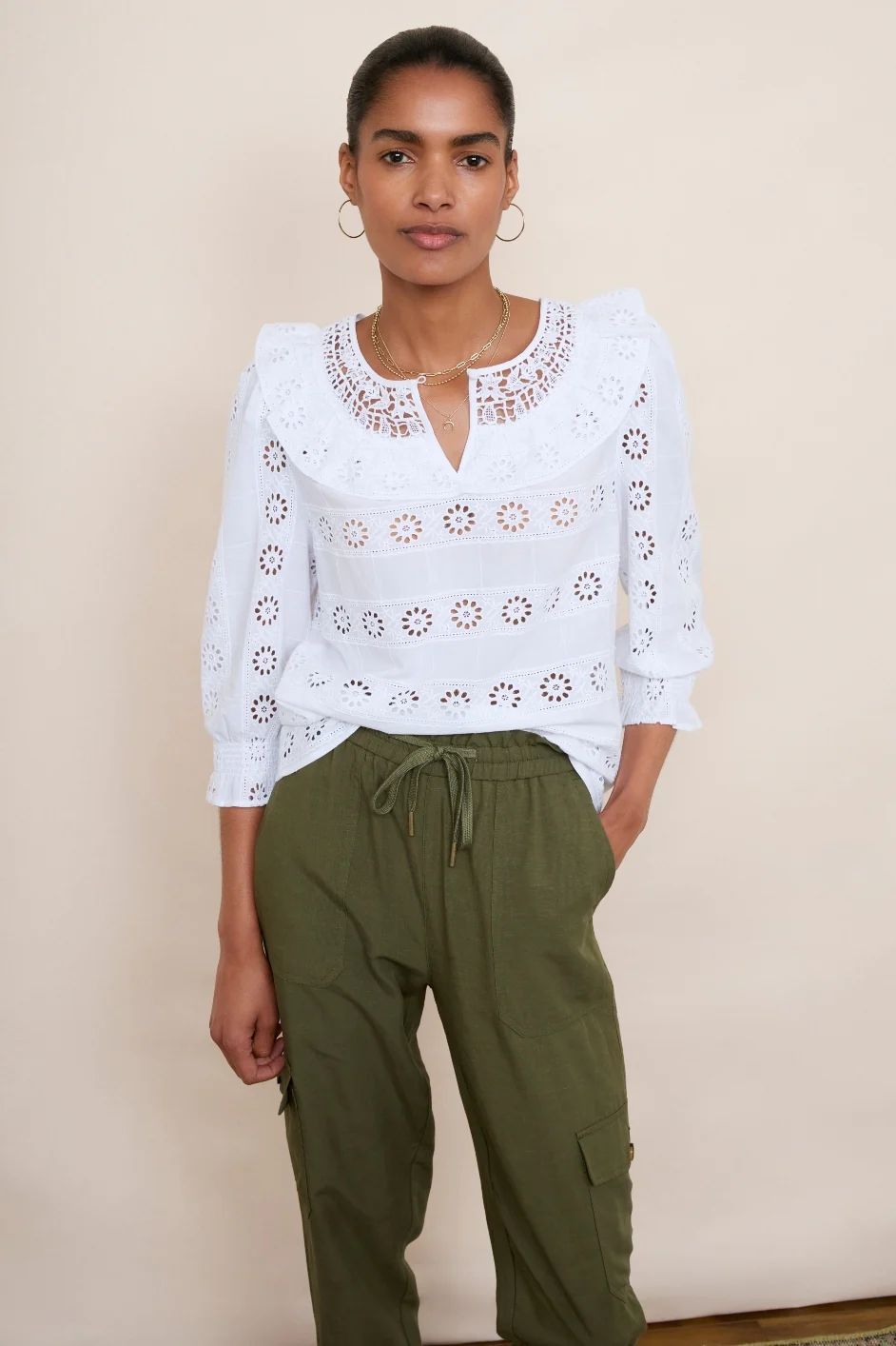 Romee Broderie Blouse - Ivory | WYSE London