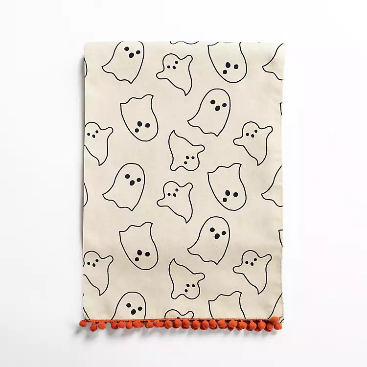 New! Cream Ghost Pattern Halloween Table Runner | Kirkland's Home
