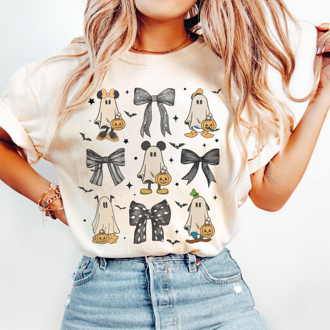 Mickey and Friends Ghost Coquette Bow Halloween Shirt, Disney Mickey's Not so Scary Party Tee, Di... | Etsy (US)