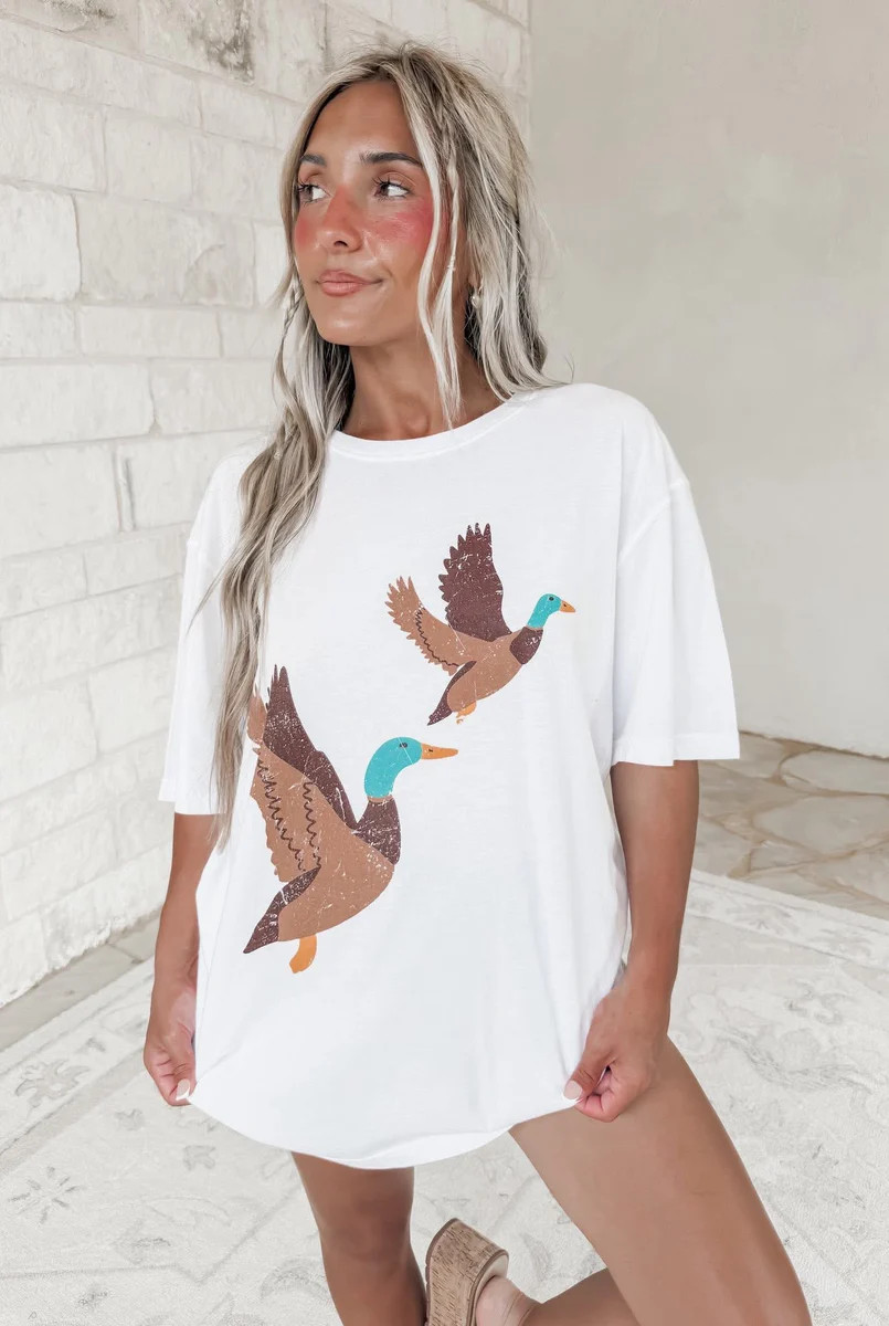 Flying Ducks Graphic Tee - White | CK Squared Boutique