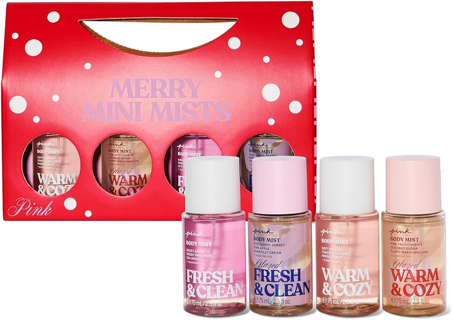 Victoria's Secret PINK 4 Piece Merry Mini Mists Gift Set: Warm & Cozy and Fresh & Clean, Assorted... | Amazon (US)
