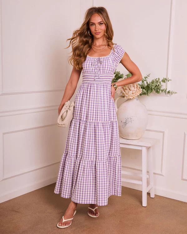 Willowy Meadow Gingham Maxi Dress | VICI