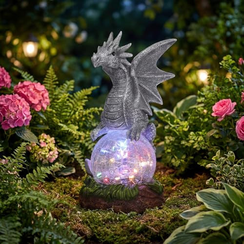 Rempry Solar Garden Dragon Statue Decor for Yard Lawn Patio Outdoor, Fantasy Dragon Lantern Birthday Housewarming Decoration Gifts for Women, Famliy, Friend | Amazon (US)
