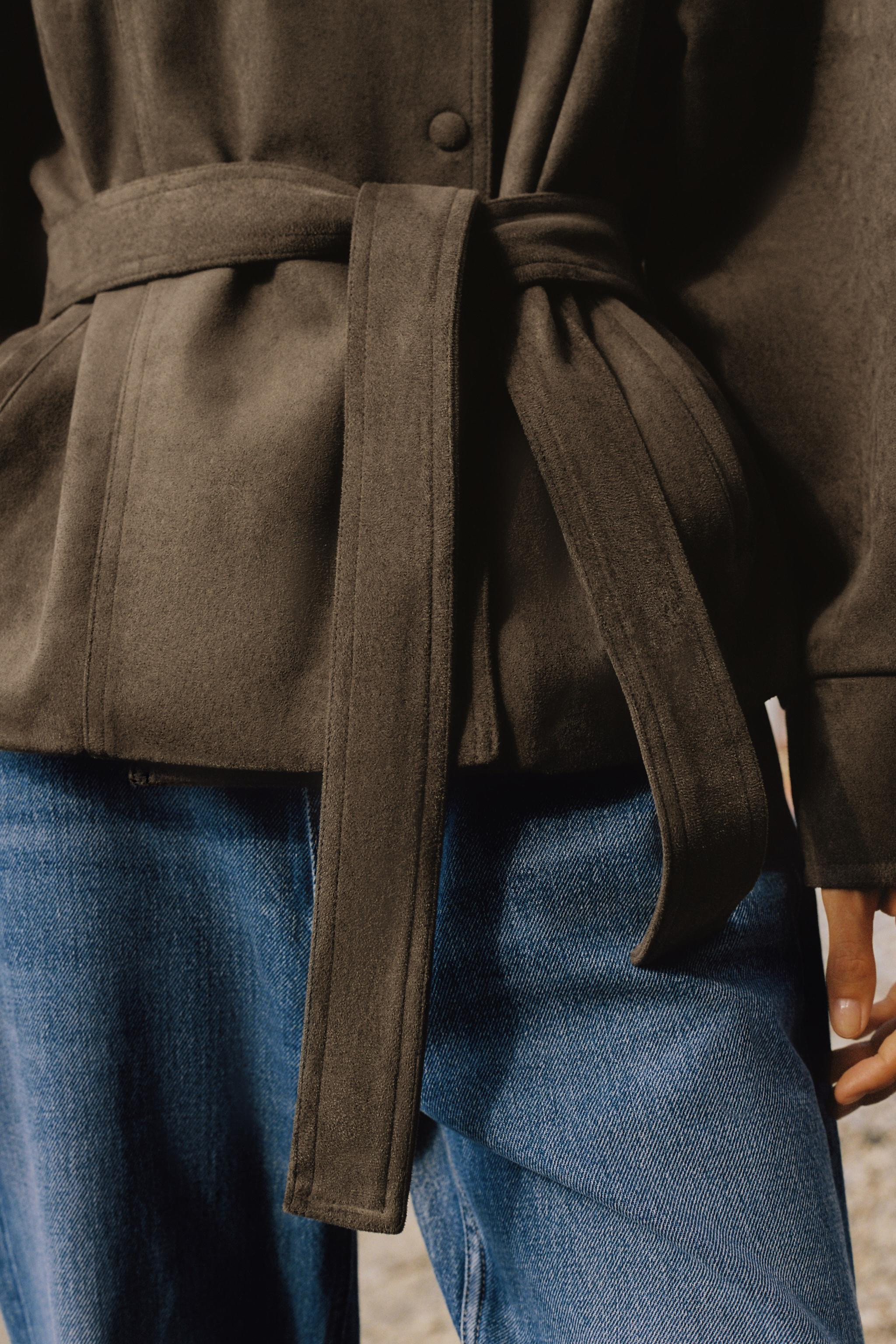 FAUX SUEDE BELTED JACKET | Zara US