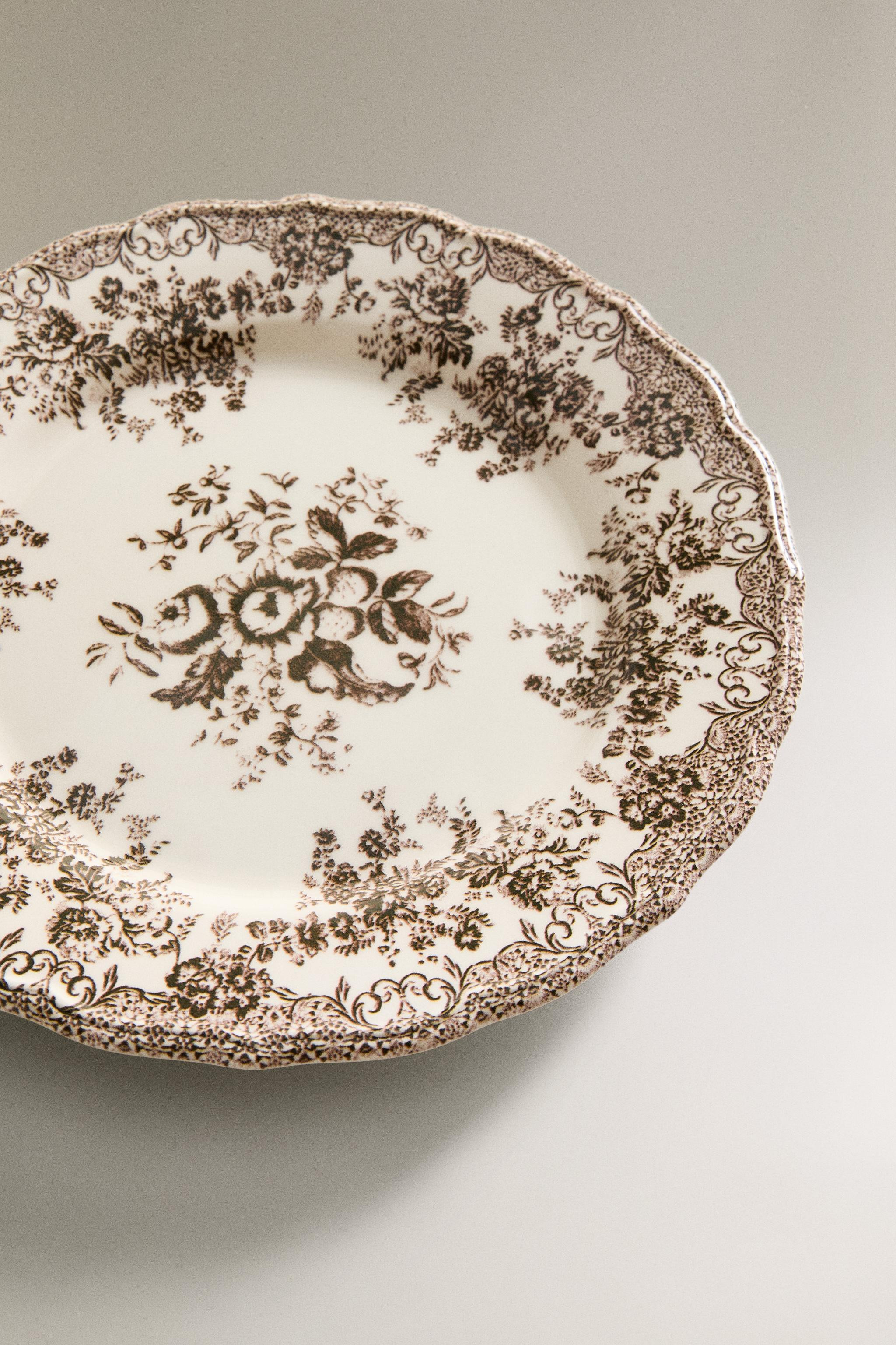 FLORAL EARTHENWARE DINNER PLATE | Zara US