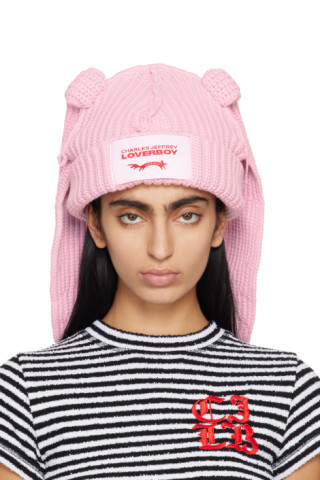 Pink Chunky Rabbit Beanie | SSENSE