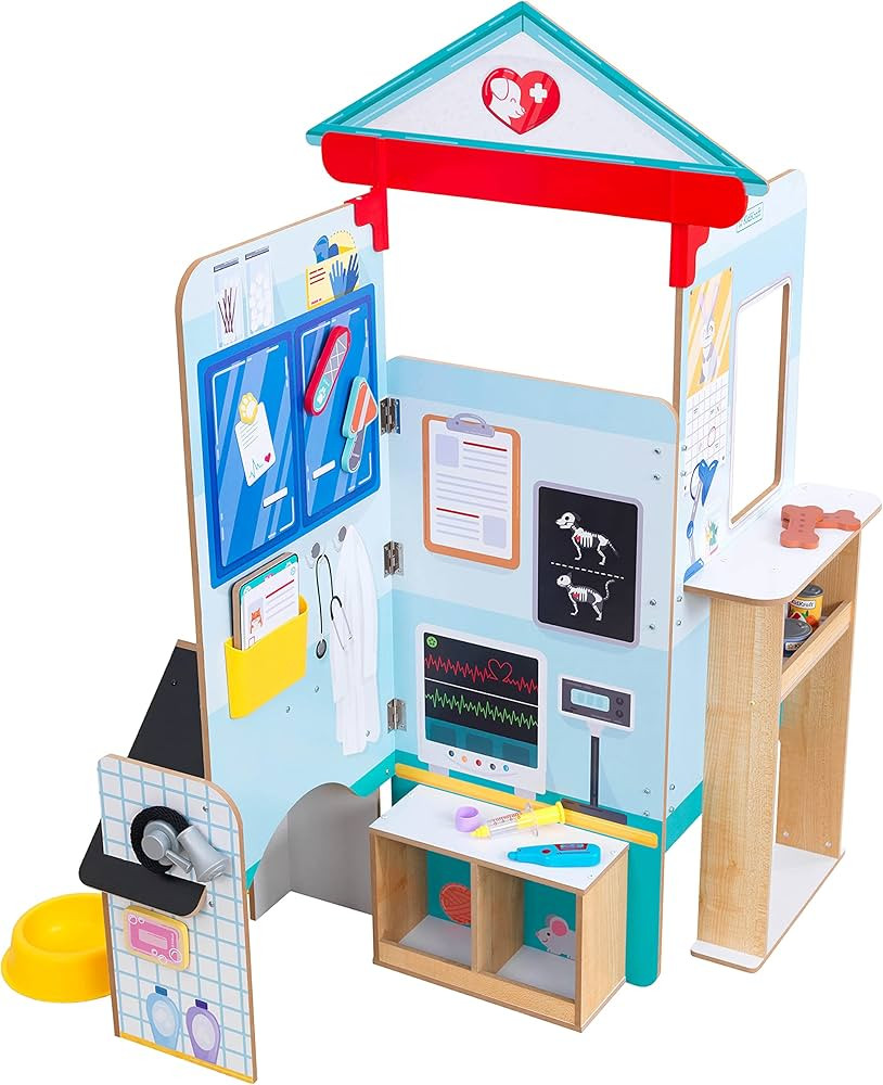 KidKraft Let’s Pretend™ Wooden Pet Doctor Pop-Up, Play & Put Away Toy with 18 Accessories | Amazon (US)
