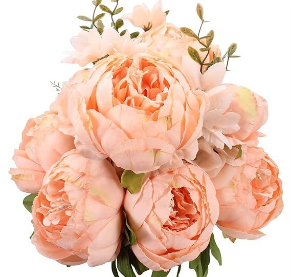 Duovlo Springs Flowers Artificial Silk Peony Bouquets Wedding Home Decoration,Pack of 1 (Spring O... | Amazon (US)