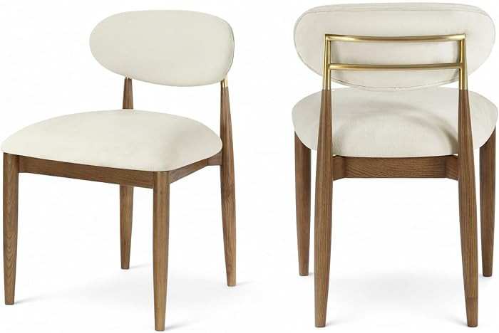 Meridian Furniture Riccio Collection Modern Dining Side Chair with Cream Performance Polyester, A... | Amazon (US)