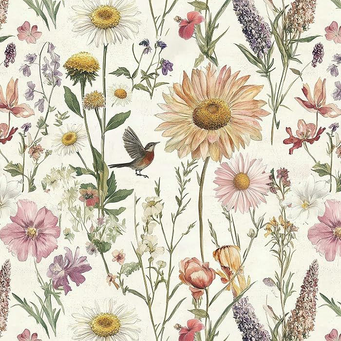 Livebor Floral Peel and Stick Wallpaper for Bathroom 16.9inch x 118.1inch | Amazon (US)