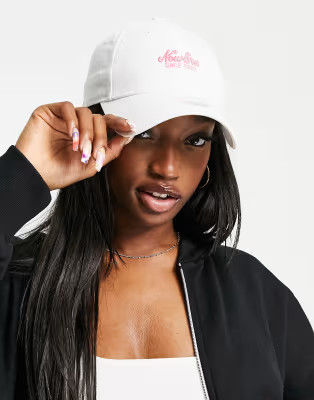 New Era 9Forty heritage cap in white with neon pink logo | ASOS (Global)